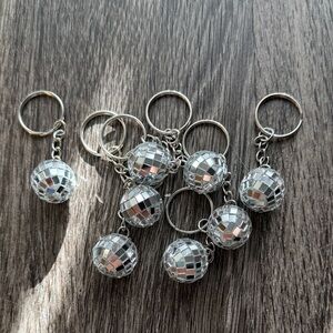 Silver Disco Ball Keychains (set of 25)